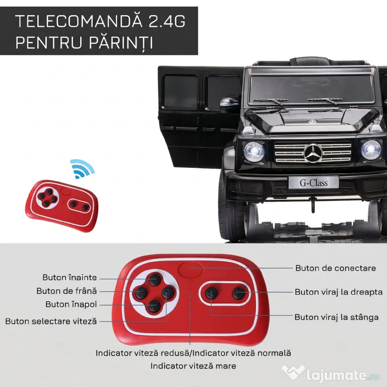 HOMCOM Mașină Electrică pentru Copii 3-8 Ani, 3-5km/h, cu Telecomandă, Bord, Centură, Muzică și Faruri LED, Negru