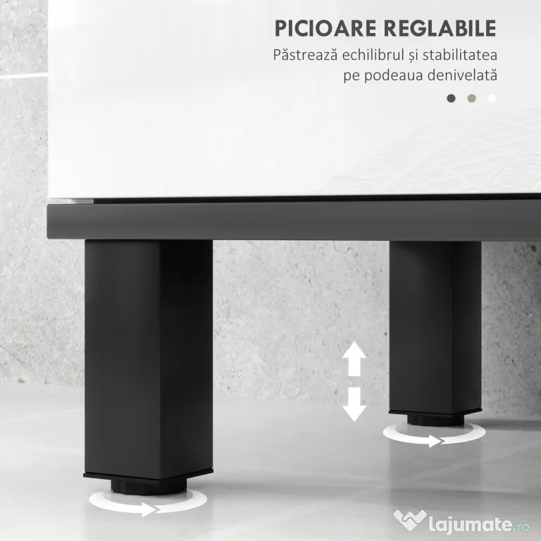 HOMCOM Dulap Sub Chiuvetă pentru Baie cu 2 Uși și Raft Reglabil, 80x34x60 cm, Alb Lucios