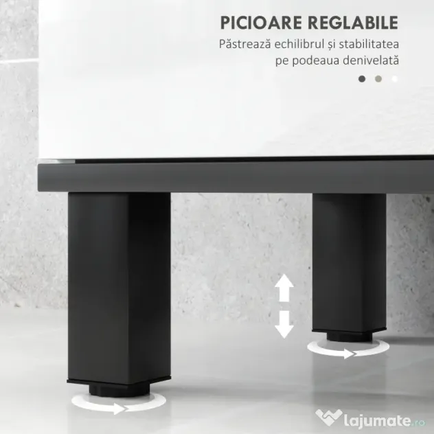HOMCOM Dulap Sub Chiuvetă pentru Baie cu 2 Uși și Raft Reglabil, 80x34x60 cm, Alb Lucios