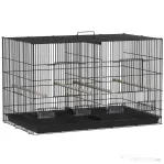 PawHut Colivie pentru Păsări cu Separator și Raft Inferior pentru Depozitare, din Oțel și PP, 94x57x57 cm, Negru