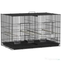 PawHut Colivie pentru Păsări cu Separator și Raft Inferior pentru Depozitare, din Oțel și PP, 94x57x57 cm, Negru