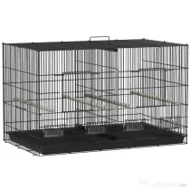 PawHut Colivie pentru Păsări cu Separator și Raft Inferior pentru Depozitare, din Oțel și PP, 94x57x57 cm, Negru