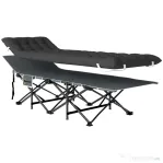 Outsunny Pat de Camping Pliabil cu Suport pentru Cap Înclinat și Saltea Detașabilă, 196x68x37 cm, Negru