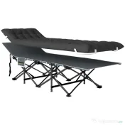Outsunny Pat de Camping Pliabil cu Suport pentru Cap Înclinat și Saltea Detașabilă, 196x68x37 cm, Negru 