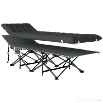 Outsunny Pat de Camping Pliabil cu Suport pentru Cap Înclinat și Saltea Detașabilă, 196x68x37 cm, Negru
