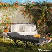 Outsunny Pat de Camping Pliabil cu Suport pentru Cap Înclinat și Saltea Detașabilă, 196x68x37 cm, Negru 