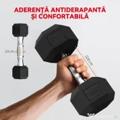 SPORTNOW Set Gantere Hexagonale cu Suport pentru Economisirea Spațiului, de la 2 kg la 10 kg, Negru 