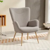 HOMCOM Fotoliu modern din material Sherpa îmbunătățit cu spătar înalt și brațe, Gri 