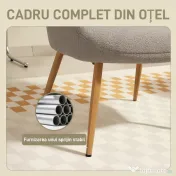 HOMCOM Fotoliu modern din material Sherpa îmbunătățit cu spătar înalt și brațe, Gri 