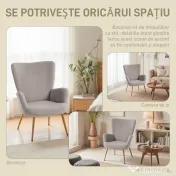 HOMCOM Fotoliu modern din material Sherpa îmbunătățit cu spătar înalt și brațe, Gri 