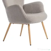 HOMCOM Fotoliu modern din material Sherpa îmbunătățit cu spătar înalt și brațe, Gri 