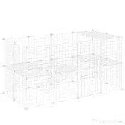 PawHut Țarc pentru Animale de Companie Mici, cu 36 de Panouri Modulabile din Metal și Ușă, Alb