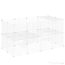 PawHut Țarc pentru Animale de Companie Mici, cu 36 de Panouri Modulabile din Metal și Ușă, Alb