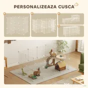 PawHut Țarc pentru Animale de Companie Mici, cu 36 de Panouri Modulabile din Metal și Ușă, Alb
