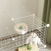 PawHut Țarc pentru Animale de Companie Mici, cu 36 de Panouri Modulabile din Metal și Ușă, Alb