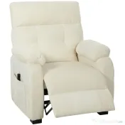 HOMCOM Fotoliu Reclinabil 150° cu Efect de Catifea, Suport pentru Picioare, Telecomandă și Buzunar Lateral, 96x90x105 cm, Alb 