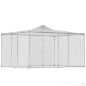 PawHut Coteț pentru găini de exterior cu acoperiș și încuietori, din oțel zincat, 4x3x2 m, argintiu 
