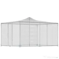 PawHut Coteț pentru găini de exterior cu acoperiș și încuietori, din oțel zincat, 4x3x2 m, argintiu 