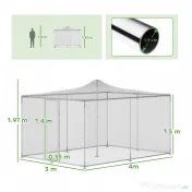 PawHut Coteț pentru găini de exterior cu acoperiș și încuietori, din oțel zincat, 4x3x2 m, argintiu 
