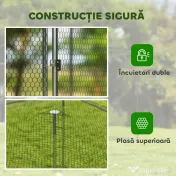 PawHut Coteț pentru găini de exterior cu acoperiș și încuietori, din oțel zincat, 4x3x2 m, argintiu 