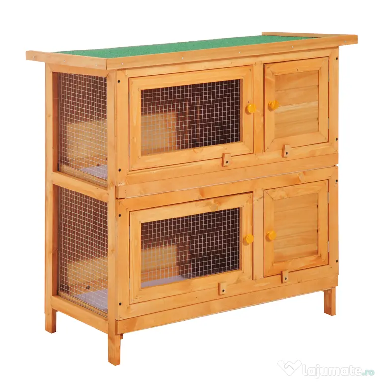 PawHut cusca de exterior pentru iepuri, lemn brad 90x45x90cm