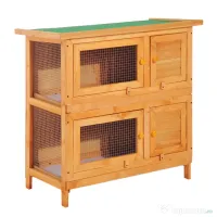PawHut cusca de exterior pentru iepuri, lemn brad 90x45x90cm