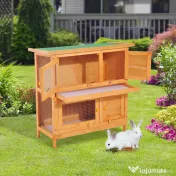 PawHut cusca de exterior pentru iepuri, lemn brad 90x45x90cm