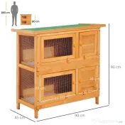 PawHut cusca de exterior pentru iepuri, lemn brad 90x45x90cm