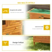 PawHut cusca de exterior pentru iepuri, lemn brad 90x45x90cm