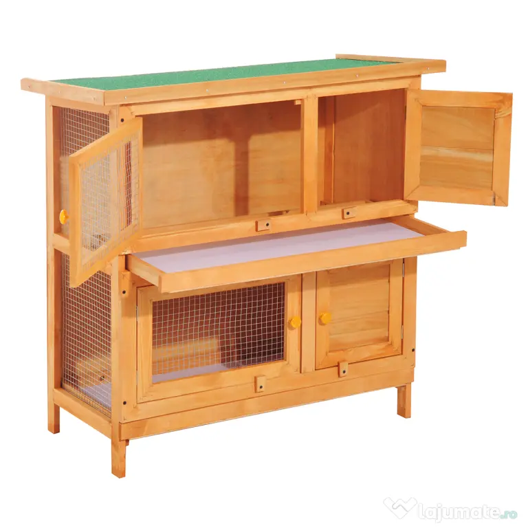 PawHut cusca de exterior pentru iepuri, lemn brad 90x45x90cm