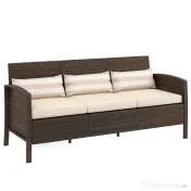 Outsunny Canapea de exterior cu 3 locuri, din ratan PE, cu perne confortabile și detașabile, 173x68x78 cm, maro