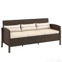 Outsunny Canapea de exterior cu 3 locuri, din ratan PE, cu perne confortabile și detașabile, 173x68x78 cm, maro