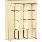 HOMCOM Dulap din stofa cu 8 rafturi si 2 bare, dulap portabil cu usa rulanta, 125x43x162,5 cm, bej