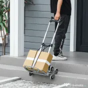 Durhand Carucior pentru Pachete Pliabil in Aluminiu cu 6 Roti pentru Scari Incarcare Max 70kg 