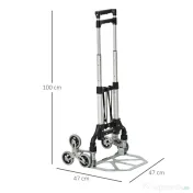 Durhand Carucior pentru Pachete Pliabil in Aluminiu cu 6 Roti pentru Scari Incarcare Max 70kg 