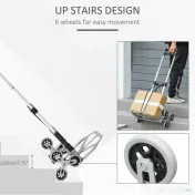 Durhand Carucior pentru Pachete Pliabil in Aluminiu cu 6 Roti pentru Scari Incarcare Max 70kg 