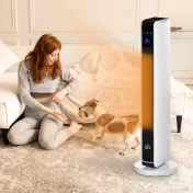 HOMCOM Încălzitor electric oscilant 1100/2200 W PTC — telecomandă, temporizator 8h 