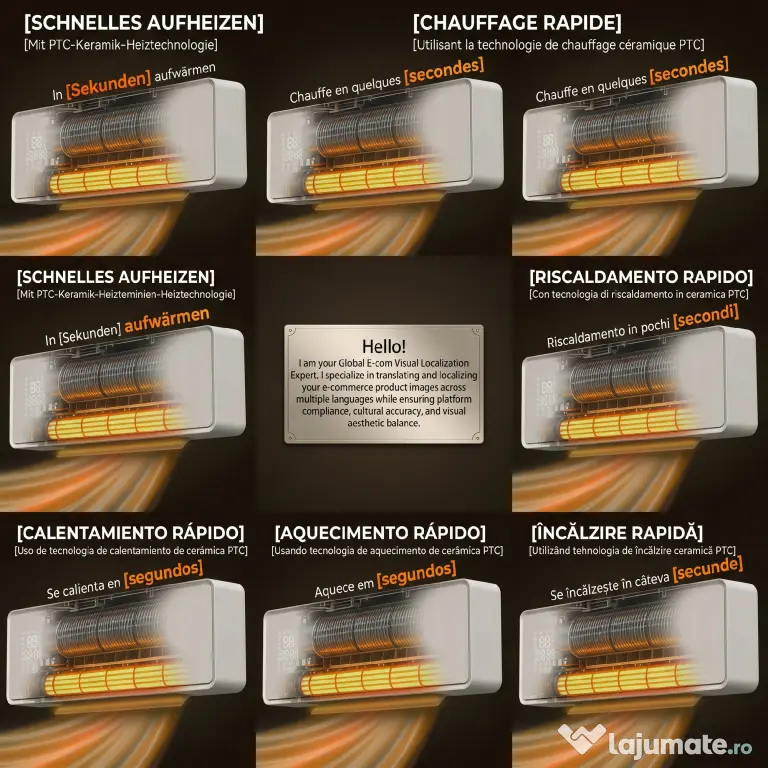 HOMCOM Aerotermă Electrică din Ceramică 2000W de Perete cu 3 Moduri, Temperatura Reglabilă, Timer, Telecomandă, Blocare pentru Copii, Alb