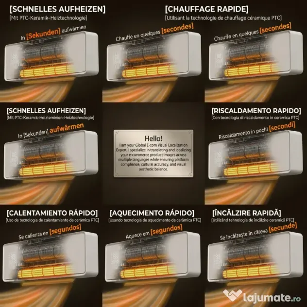 HOMCOM Aerotermă Electrică din Ceramică 2000W de Perete cu 3 Moduri, Temperatura Reglabilă, Timer, Telecomandă, Blocare pentru Copii, Alb
