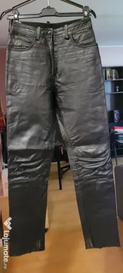 pantaloni piele unisex, negri, buni pentru moto, marime 36 