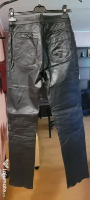 pantaloni piele unisex, negri, buni pentru moto, marime 36 