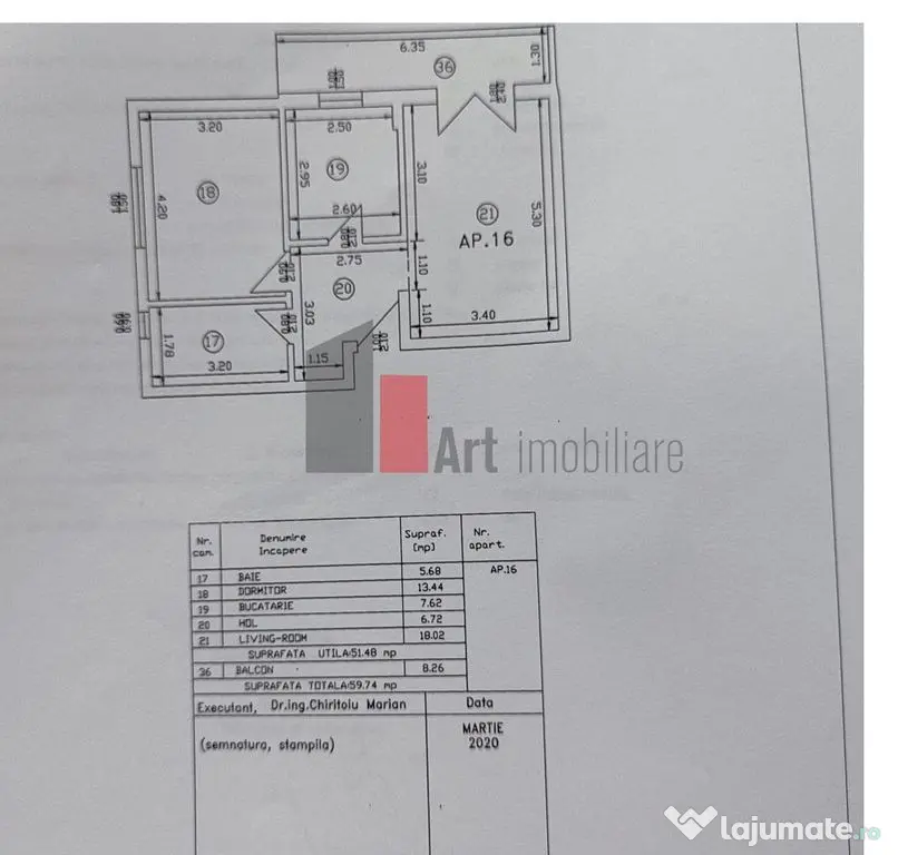 Apartament modern cu 2 camere Bloc 2020
