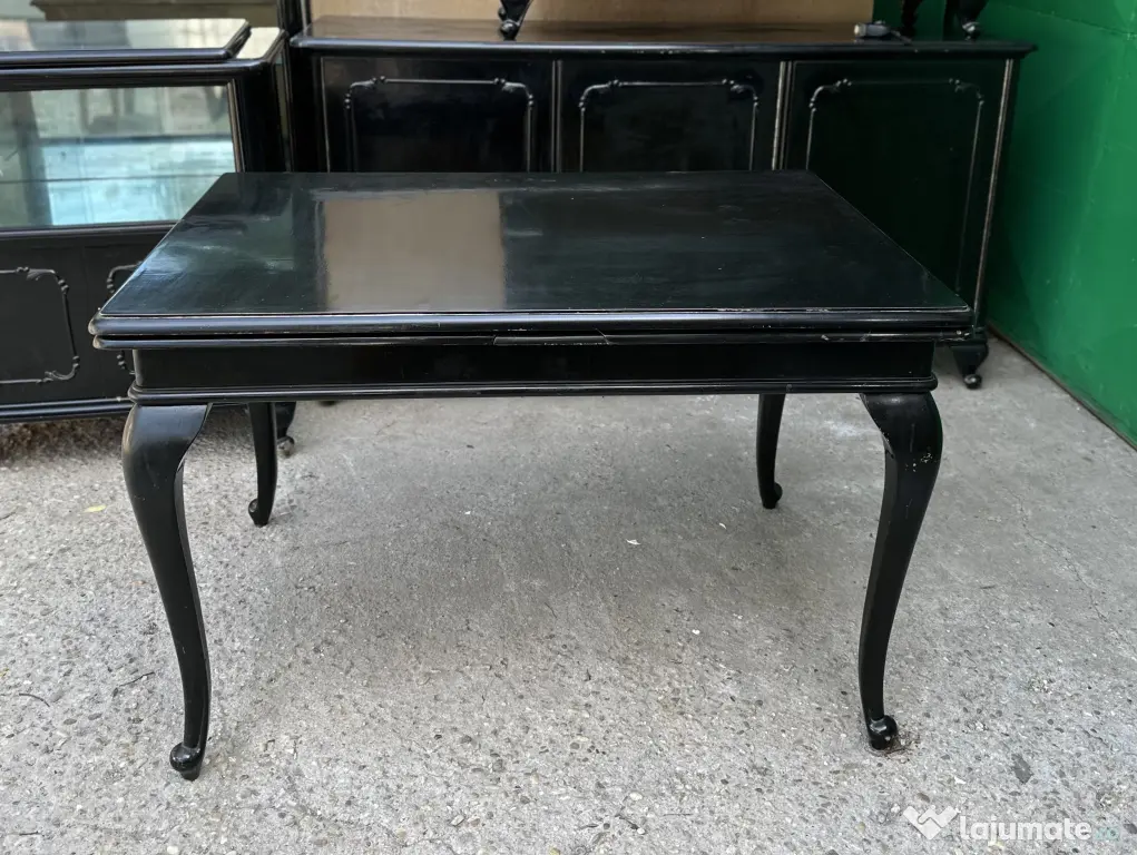 Masa Vintage Extensibil din Lemn; Masa Stil Rococo cu blat 120x80 cm