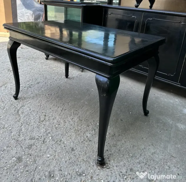Masa Vintage Extensibil din Lemn; Masa Stil Rococo cu blat 120x80 cm