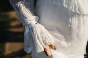 Rochie de mireasă din mătase naturală S-M, corset reglabil, mâneci detașabile 