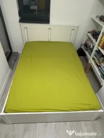 Pat IKEA Songesand 160x200 cm, alb, + 2 sertare depozitare + Saltea CADOU