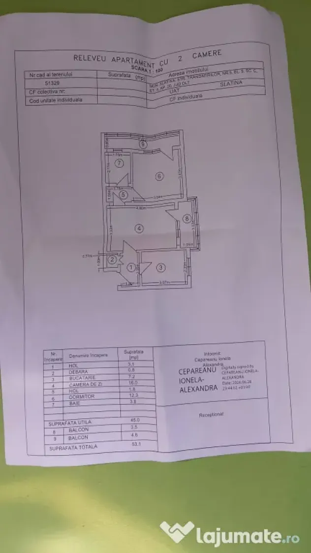 Apartament 2 camere Slatina Vizavi de Spitalul Județean