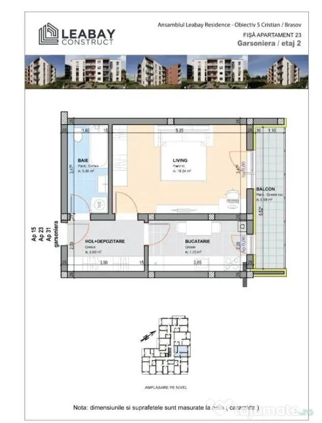 Garsonieră nouă Leabay Residence
