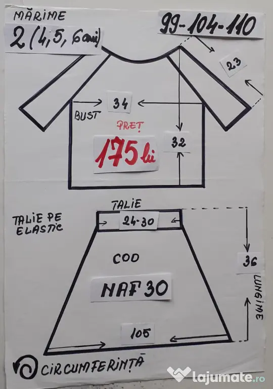Costum popular pentru copii 3-4-5 -6 ani 175 lei