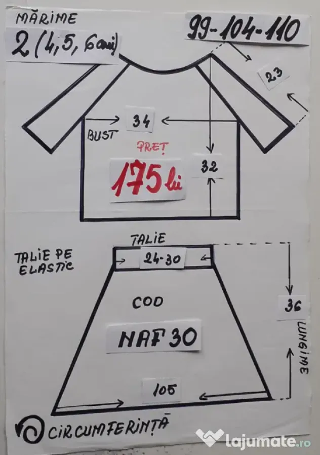 Costum popular pentru copii 3-4-5 -6 ani 175 lei